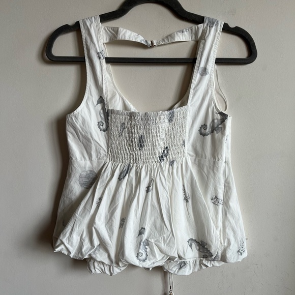 ONLY White Seahorse/Seashell Bubble Blouse - Picture 6 of 11